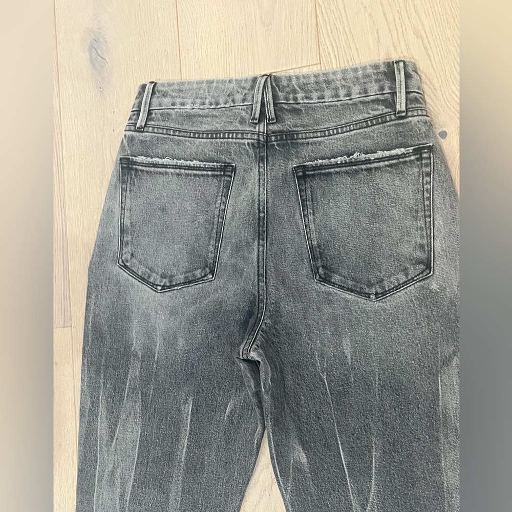 GOOD AMERICAN Good Boy Side Slit Straight Jeans Black Gray Wash size 8/29 - Picture 4 of 11